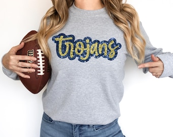 Trojans Navy Gold Faux Sequin Glitter Transfer Sheet