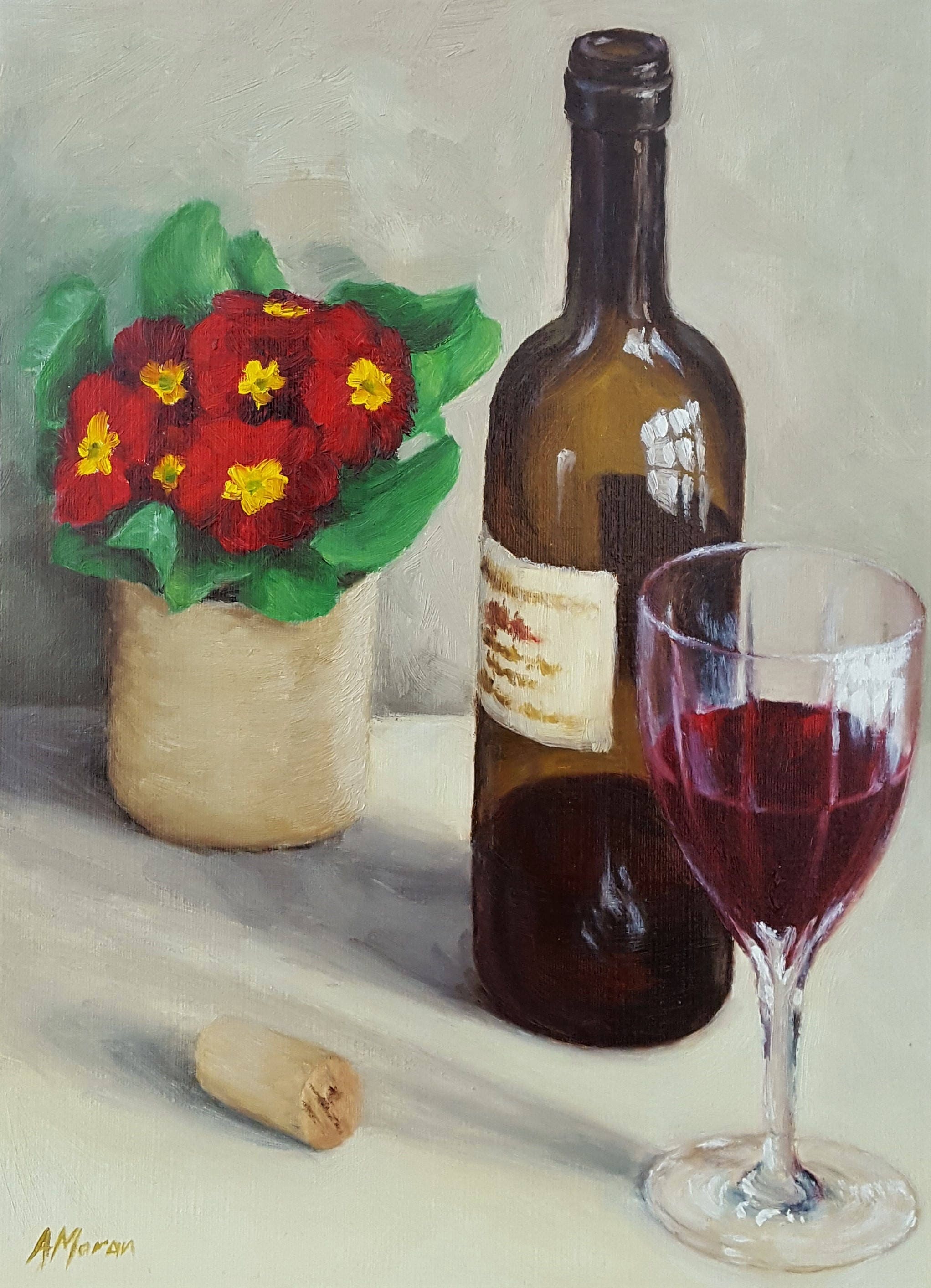 Original Contemporary Oil Painting Evening Wine Etsy UK