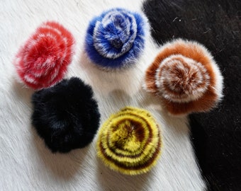 Beautiful Fur Rose Brooches -  Add that special touch to your favourite Jumper or Coat