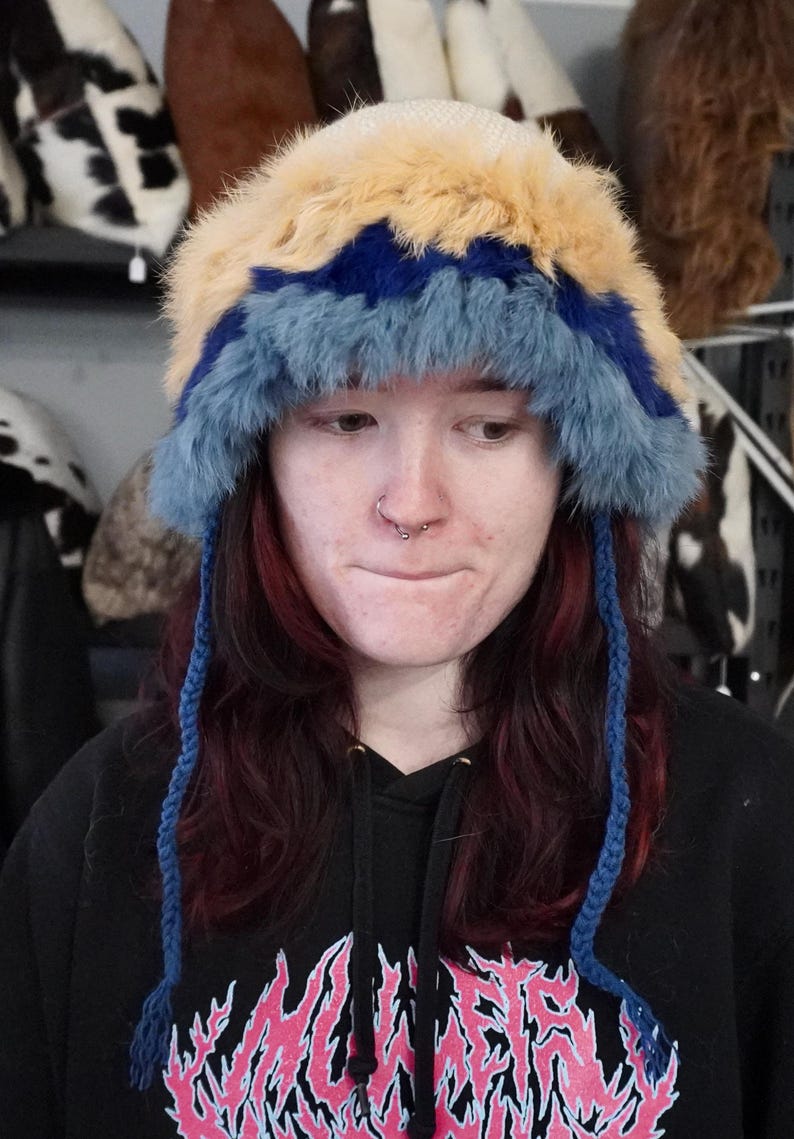 Rabbit Fur Trimmed Hat - add some fun to your winter wardrobe image 6