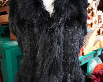 A Stunning Timeless and Absolutely Beautiful Rabbit Fur Vest with a Gorgeous Tanuki Ruf.