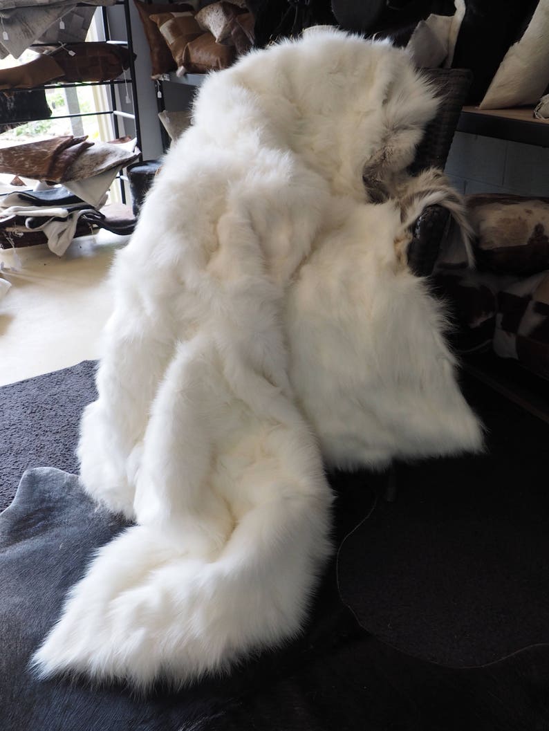 Pure White Fox Fur Throw 1800mm x 1600mm Divine Perfection Etsy