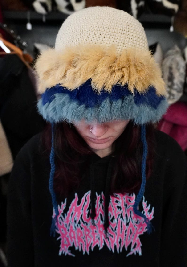 Rabbit Fur Trimmed Hat - add some fun to your winter wardrobe image 3
