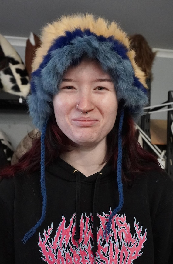 Rabbit Fur Trimmed Hat - add some fun to your winter wardrobe