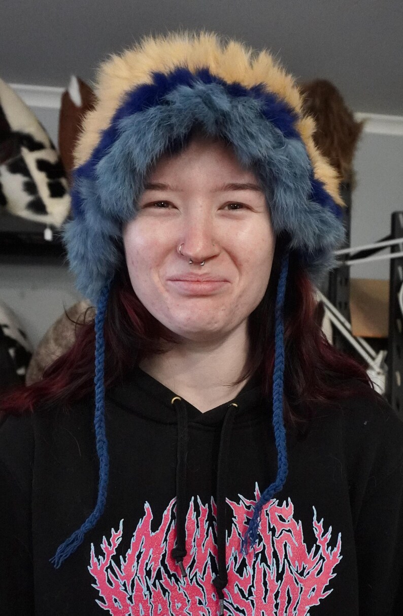 Rabbit Fur Trimmed Hat - add some fun to your winter wardrobe image 1