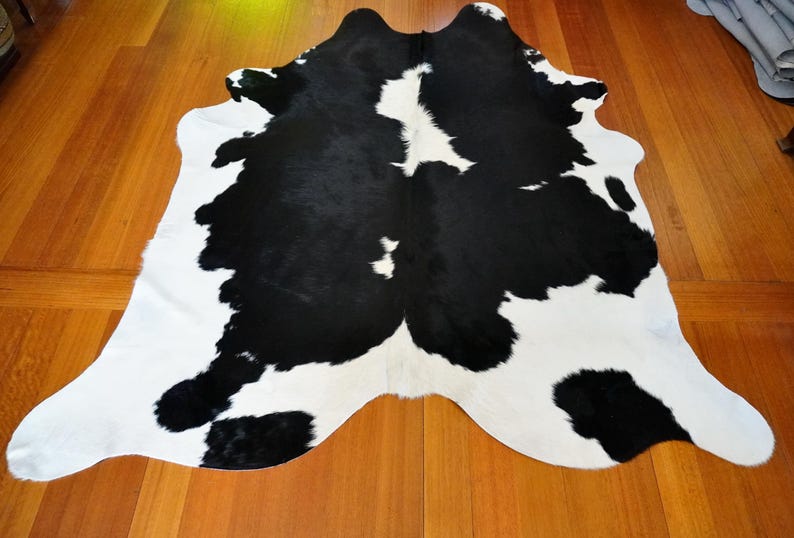 A Silky Smooth Et Black & Clean White Friesian Cowhide Rug - Etsy