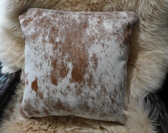 Preciosa funda de cojín premium de piel de vaca de 40 cm cuadrados con diseño de parque moteado blanco y raon