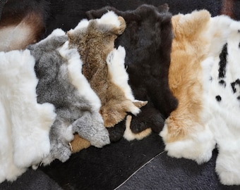 Piel de conejo supersuave – Material curtido para manualidades, colores naturales