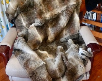 A Stunning Natural Brown Thick & Soft Totally Luxurious 1500mm x 1000mm Rabbit Fur Throw/Blanket/ Bedspread