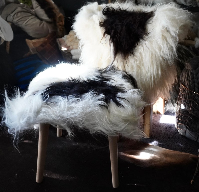 Natural Beechwood and Icelandic Sheepskin Stool