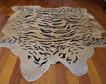 A Beautiful Tiger Print - A Gorgeous Thick Soft and Heavy Cowhide Rug