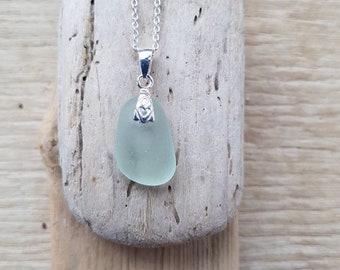Sea mist seaglass pendant, sea mist seaglass, seaglass pendant, sterling silver chain, seaglass jewelry
