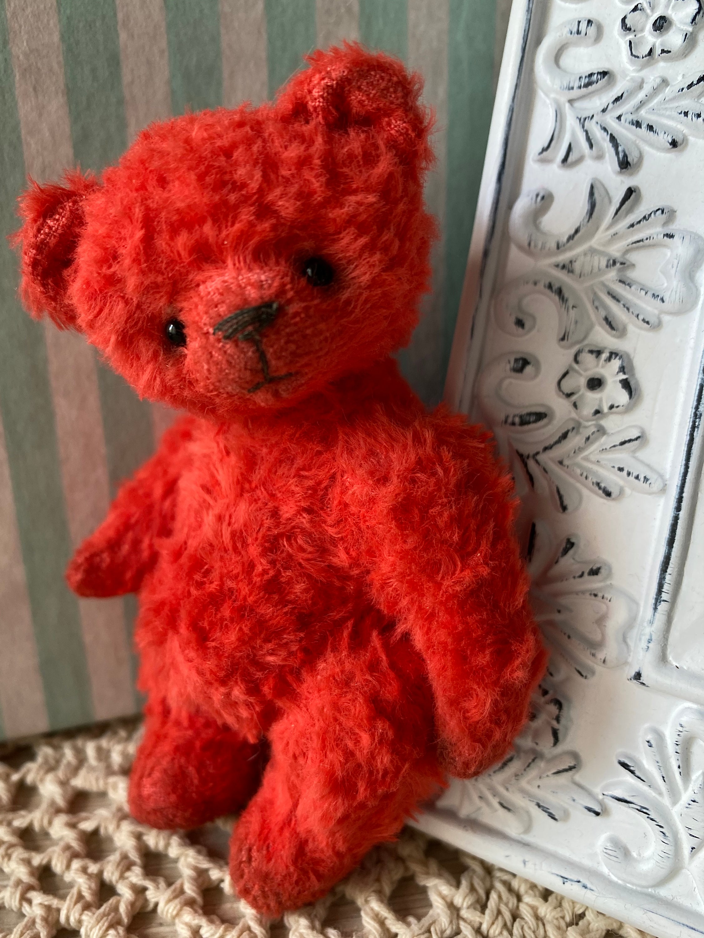 Oso de peluche en miniatura rojo peluche bebé animales de Etsy
