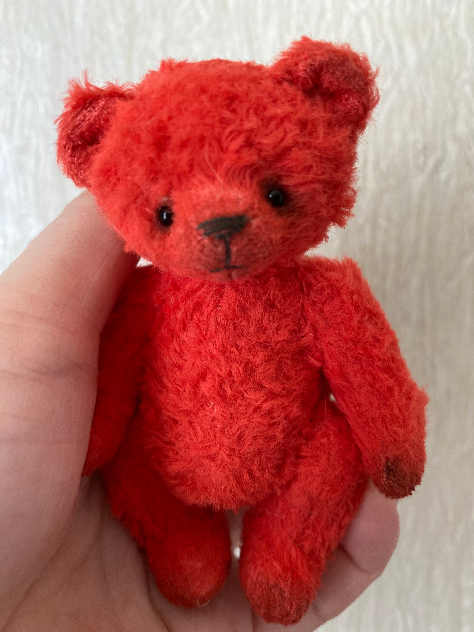 Oso de peluche en miniatura rojo peluche bebé animales de Etsy