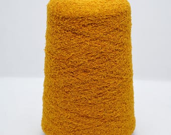 Golden Mustard Micro Bouclé Yarn 260g on Cone - Lanificio Dell'Olivo for Missoni Art. FOREST - Textured Grass Yarn for Knitting & Crochet