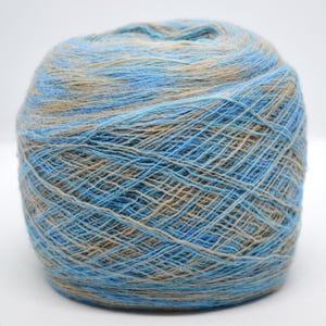 500g Blue Beige Gradient Merino Blend Yarn - Self-Striping Wool 2200m/100g - Ombre Lace Weight Yarn for Knitting, Crochet, & Weaving