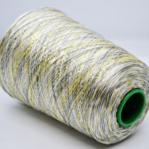 Missoni Gray, Yellow and White 100% Viscose Yarn on Cone 600g - Multicolor Lightweight Summer Rayon Yarn for Knitting and Crochet
