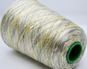 Missoni Gray, Yellow and White 100% Viscose Yarn on Cone 600g - Multicolor Lightweight Summer Rayon Yarn for Knitting and Crochet
