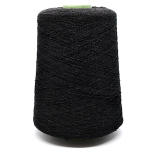Black Tussah Silk Blend Yarn on Cone 340 grams / 11.9 oz Total - Italian BUSETA Lace Weight Yarn for Knitting and Crochet