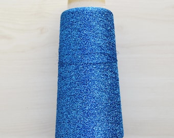 Royal Blau Metallic Viskose Glitzer Garn auf Kone 100 g, Italienisches Lace Yarn Sparkle, Schimmerndes Garn zum Stricken und Häkeln