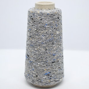 Grey Tweed Cotton Wool Silk Linen Blend Yarn on Cone – Art. Tweedy Colore Multicolor Speckled Yarn - 2000m/100g 140g