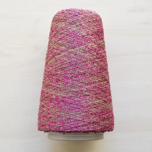 Gold Pink Multicolor Fantasy Boucle yarn 250g on Cone, Italian Fancy Lace Weight Sparkle Yarn, Shimmering Yarn for Knitting and Crochet