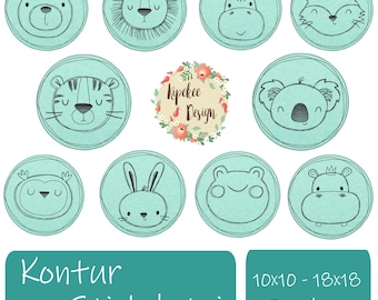 Set Tiere Kontur Stickdatei