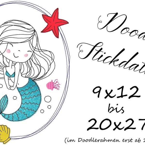 Doodle Stickdatei kleine Meerjungfrau