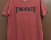 Vintage Thrasher Skateboard Magazine Spellout Large Size Anvil Tag Short Sleeve Tshirt