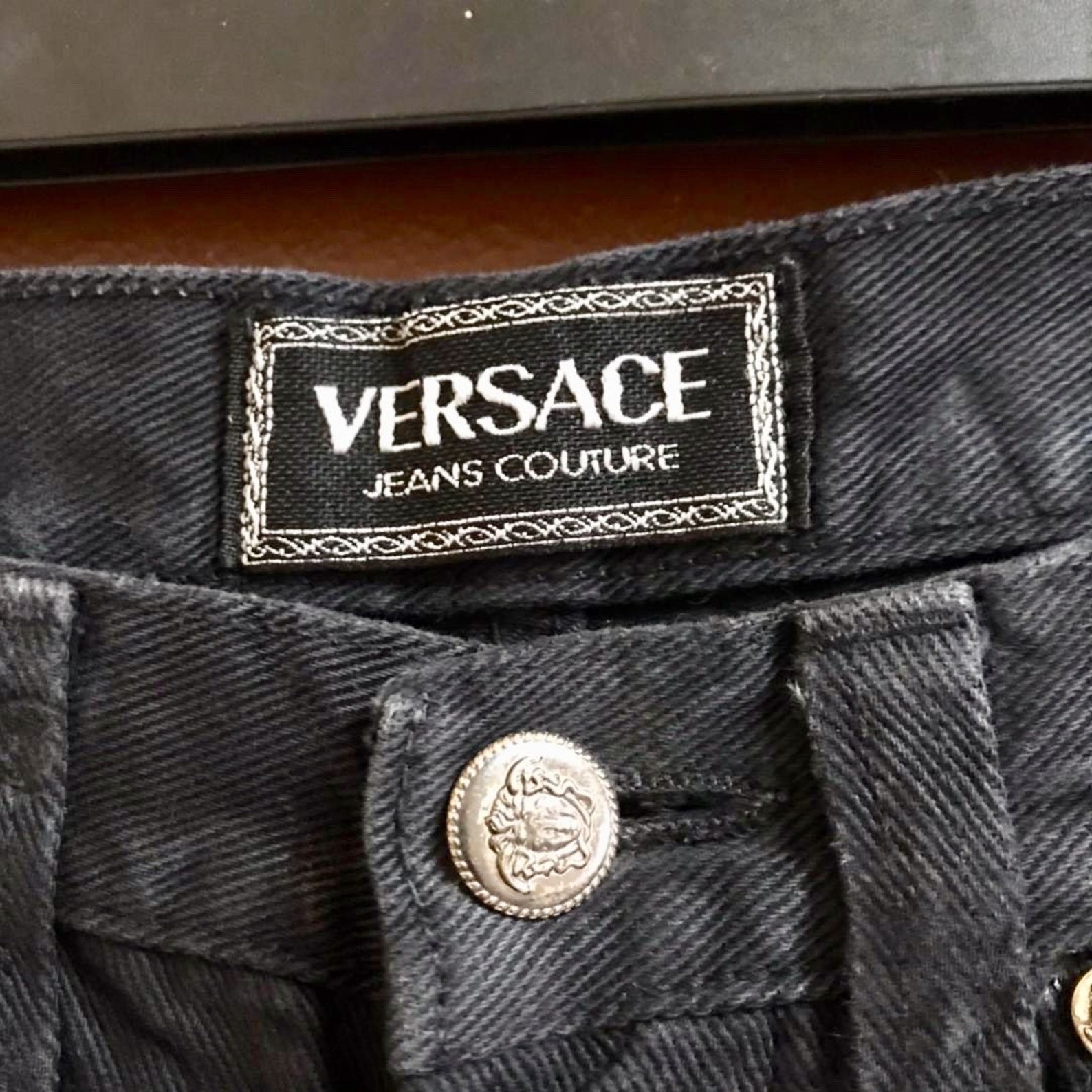 Vintage Versace Jeans Couture Brand Super Black Plaid Design | Etsy