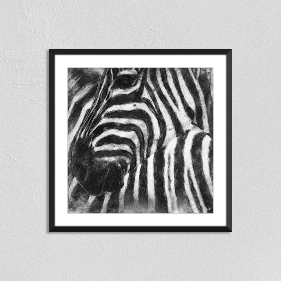 Zebra Square Print Animal Prints Wall Art Home Decor Etsy