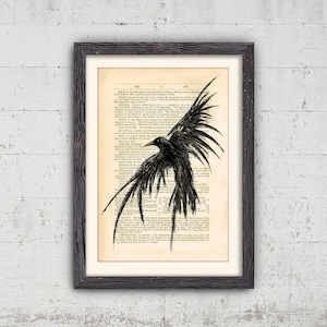 Raven Print, Gothic home decor, Witchcraft Print, home decor, raven, crow art, drawing print, animal prints, prints wall art, Wall Art