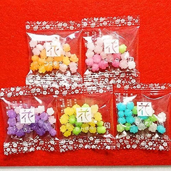 Konpeito sucre sucre sucre cristal fleur Dagashi 5 pc Sac Set Lot, Directement du Japon (zone de production)