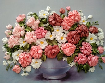 Embroidery ribbons Roses 3D Home decor
