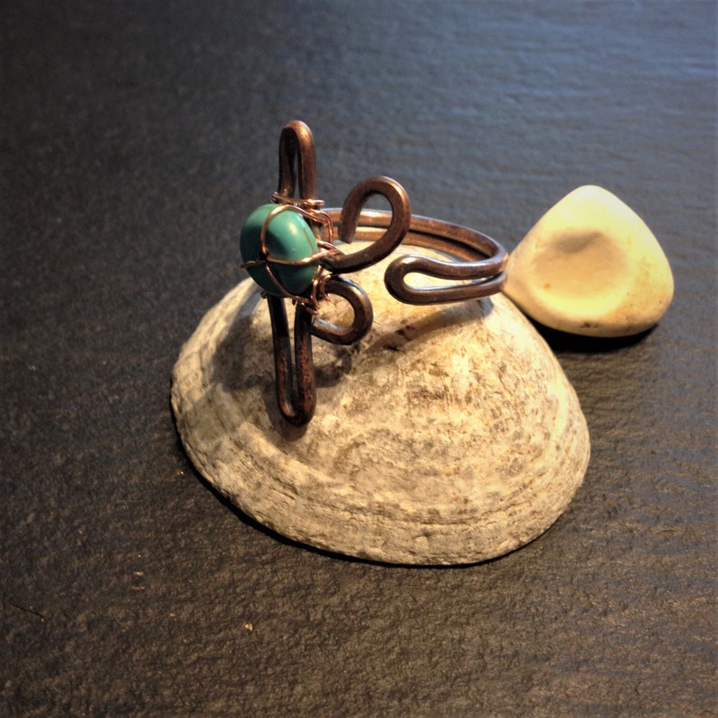 Copper ring with semi precious turquoise gemstone