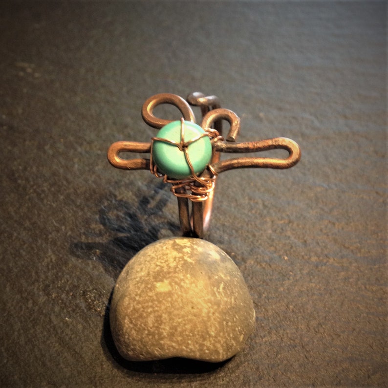 Copper ring with semi precious turquoise gemstone