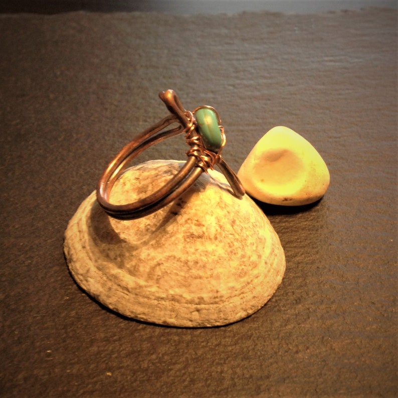 Copper ring with semi precious turquoise gemstone
