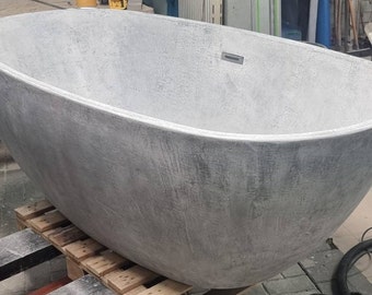 Modern Bathtub with Custom Microcement Design