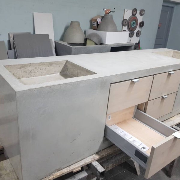 Double Concrete vanity sink 150cmx50cmx50cm