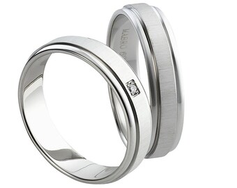 Friendship rings - Partner rings - Engagement rings - Wedding rings -in stainless steel - Ladies ring with zirconia stone incl engraving