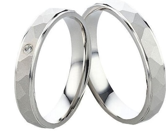 Pair of friendship ring -Partnerring -engagement rings wedding rings 925 silver with zirconia + engraving