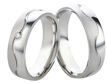 Pair of friendship ring -Partnerring -engagement rings wedding rings 925 silver with zirconia + engraving