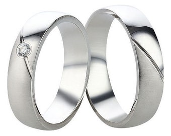 Pair of friendship ring -Partnerring -engagement rings wedding rings 925 silver with zirconia + engraving