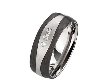 Titan Carbon Ringe mit Diamant Verlobungsringe Antragsringe Damenring Trauring Ehering Hochzeitsring Wedding rings engagement rings Diamond