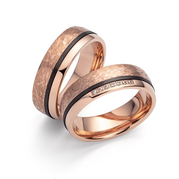Ring Partner rings Engagement rings Wedding ring with titanium / carbon zirconia