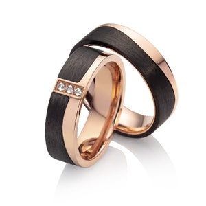 Ring Partner rings Engagement rings Wedding ring with titanium / carbon diamond