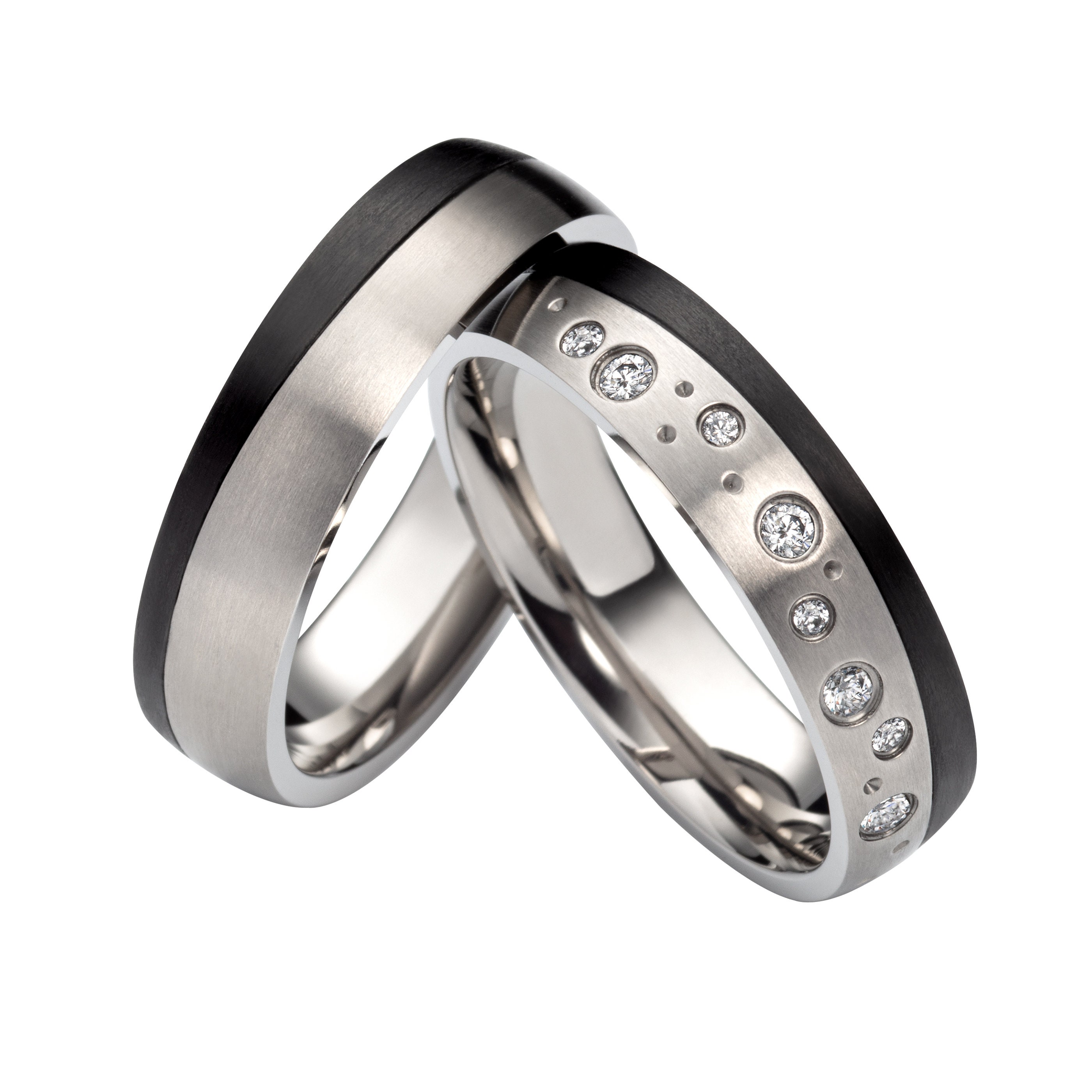 Design-Keramik-Ring-Schwarz Zirkonia und Kristallen - T52 - Ringe