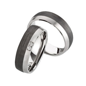 Ring Partner rings Engagement rings Wedding ring with titanium / carbon diamond