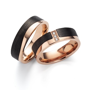 Trauringe, Titan Carbon, Diamant (0,045 ct w/si), Partnerringe, Eheringe , Hochzeitsring Wedding rings engagement rings Diamond