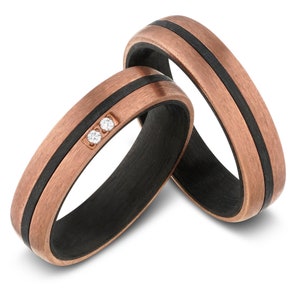 Trauringe, Titan Carbon mit Diamanten (0,020 ct w/si), Partnerringe, Eheringe , Hochzeitsring Wedding rings engagement rings Diamond
